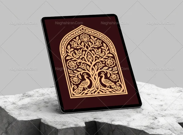 وکتور نقوش طاووس و سنتی محراب