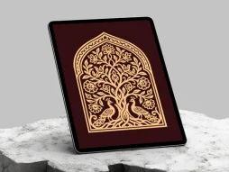 وکتور نقوش طاووس و سنتی محراب
