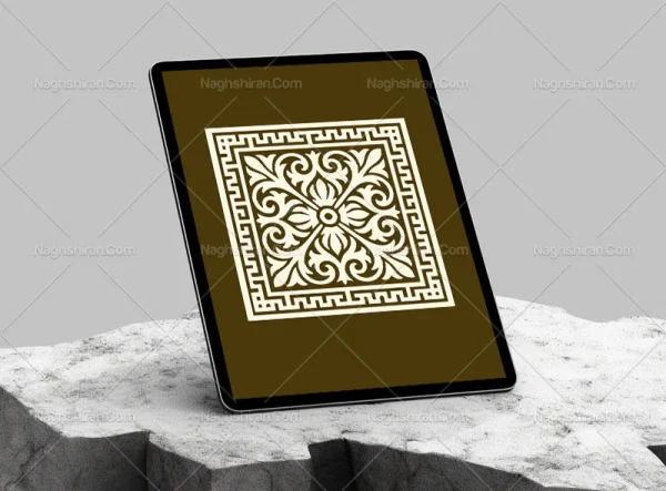 وکتور موتیف سنتی با حاشیه گره چینی