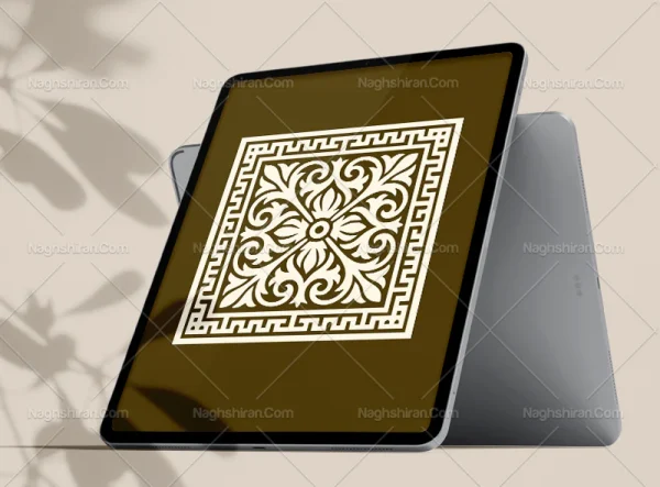 وکتور موتیف سنتی با حاشیه گره چینی