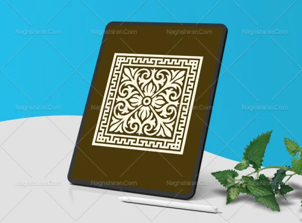 وکتور موتیف سنتی با حاشیه گره چینی