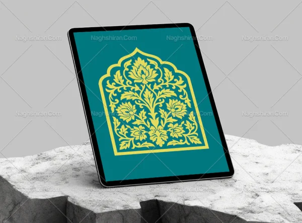 وکتور طرح محراب گل شاه عباسی و برگ لوتوس