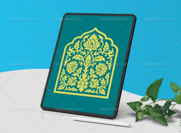 وکتور طرح محراب گل شاه عباسی و برگ لوتوس