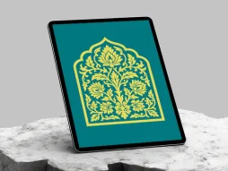 وکتور طرح محراب گل شاه عباسی و برگ لوتوس