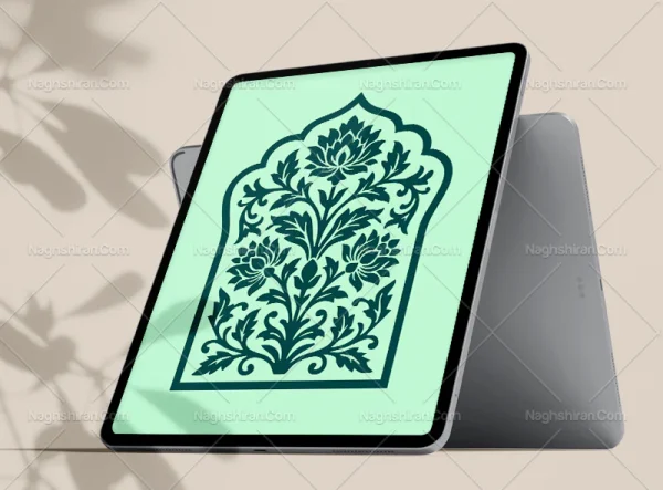 وکتور طرح محراب گل های شاه عباسی
