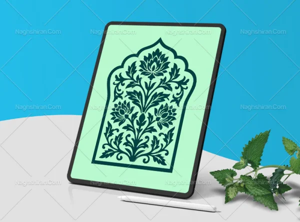 وکتور طرح محراب گل های شاه عباسی