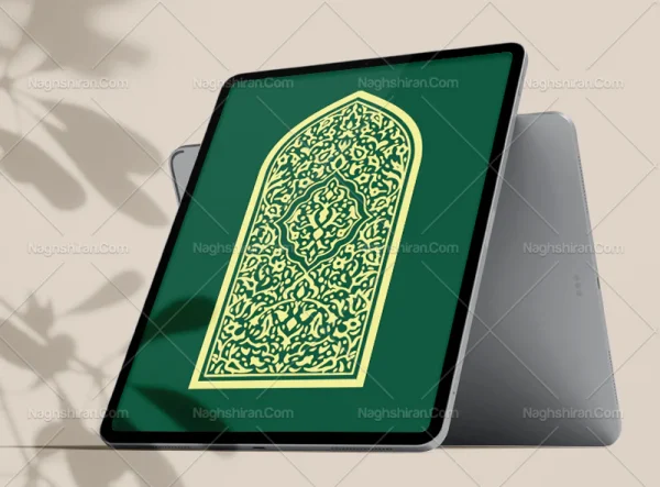 وکتور طرح محراب نقوش اسلیمی تذهیب