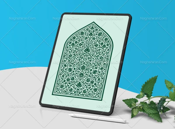 وکتور طرح محراب گل های ختایی