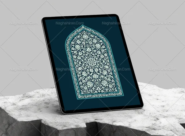 وکتور طرح محراب انواع گل های شاه عباسی