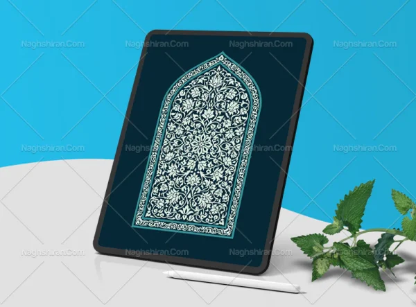 وکتور طرح محراب انواع گل های شاه عباسی