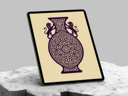 وکتور طرح گلدان نقوش اسلیمی