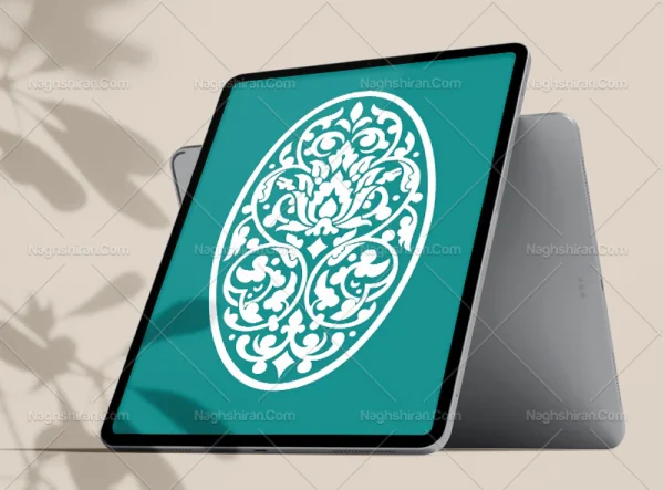 وکتور نشان نقوش اسلیمی سفید