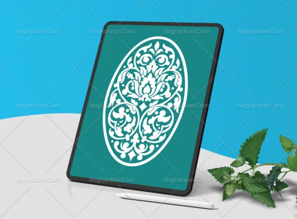 وکتور نشان نقوش اسلیمی سفید