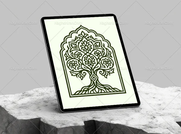 وکتور محراب طرح درخت و نقوش ختایی