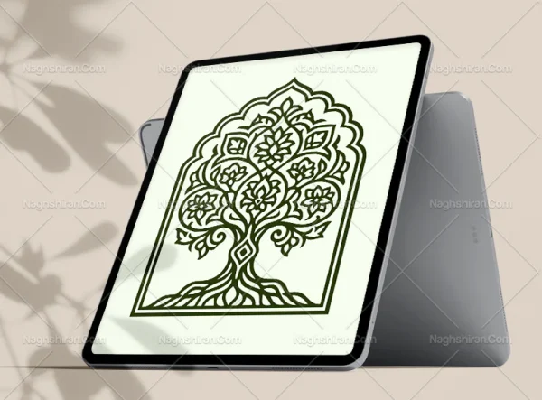 وکتور محراب طرح درخت و نقوش ختایی
