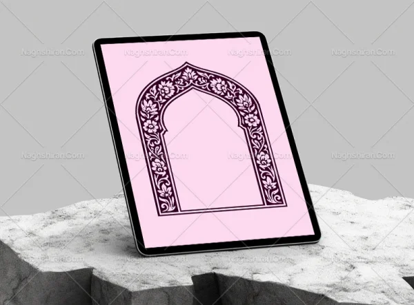 وکتور حاشیه طرح محراب گل و بته سنتی