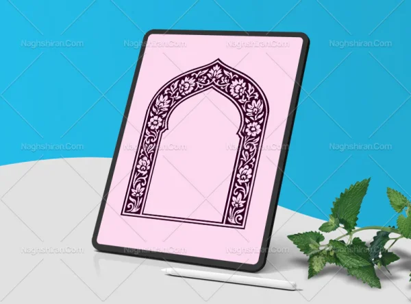 وکتور حاشیه طرح محراب گل و بته سنتی