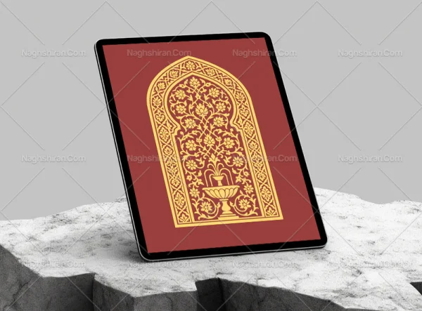 وکتور محراب طرح گلدان نقوش سنتی