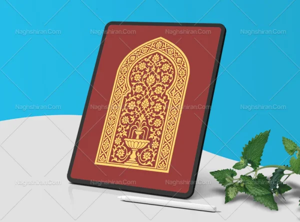 وکتور محراب طرح گلدان نقوش سنتی
