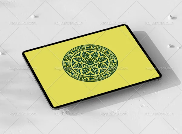 وکتور نشان دایره ای نقوش ختایی و حیوانی