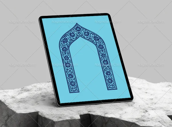 وکتور محراب طرح حاشیه ختایی آبی