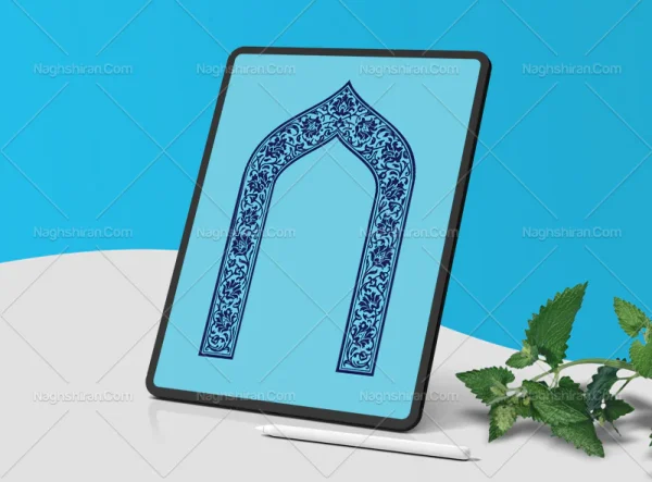 وکتور محراب طرح حاشیه ختایی آبی