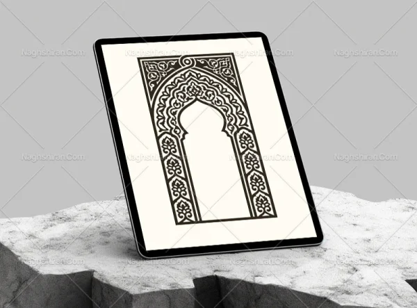وکتور محراب طرح حاشیه سنتی مشکی