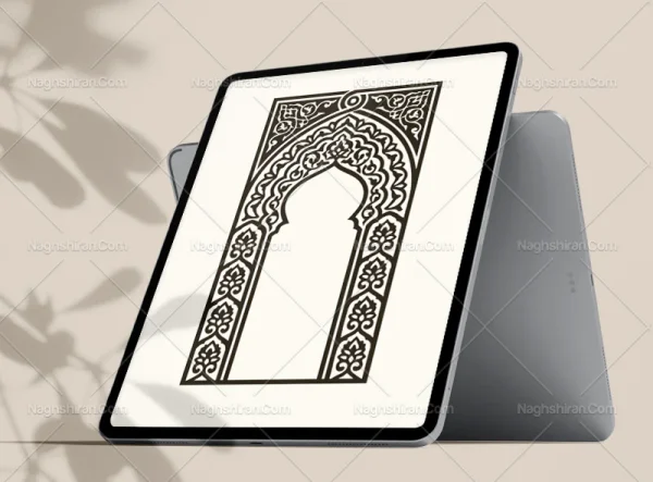 وکتور محراب طرح حاشیه سنتی مشکی