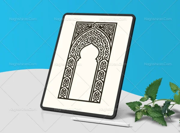 وکتور محراب طرح حاشیه سنتی مشکی