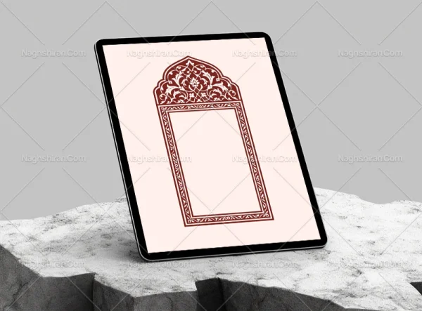 وکتور طرح محراب نقوش ختایی قرمز