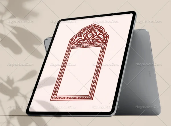 وکتور طرح محراب نقوش ختایی قرمز