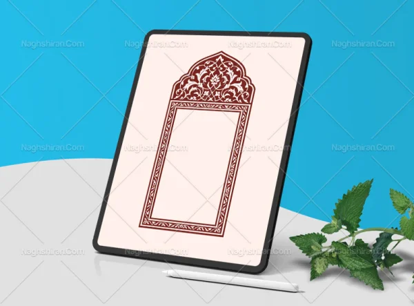 وکتور طرح محراب نقوش ختایی قرمز