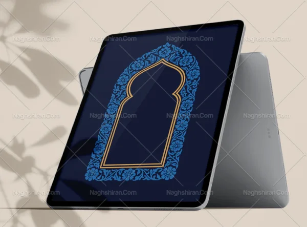 وکتور محراب طرح گل های آبی رنگ