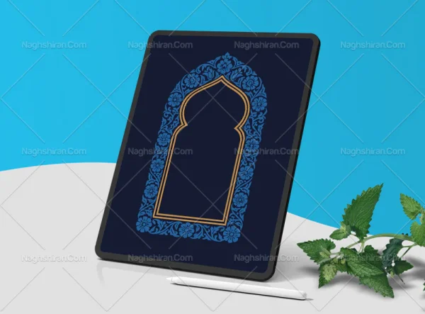 وکتور محراب طرح گل های آبی رنگ
