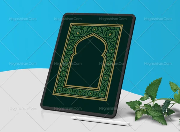 وکتور محراب طرح حاشیه گل های سبز رنگ