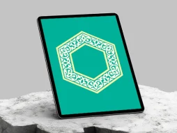 وکتور نشان شش ضلعی سفید سنتی