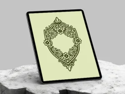 وکتور طرح حاشیه گل و برگ منبت کاری