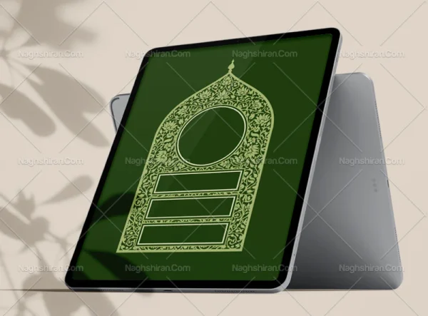 وکتور طرح محراب و نقوش ختایی سبز