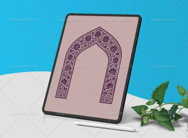 وکتور محراب طرح حاشیه گل های پنبه ای