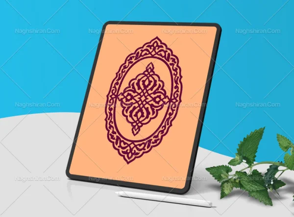 وکتور حاشیه بیضی شکل اسلیمی
