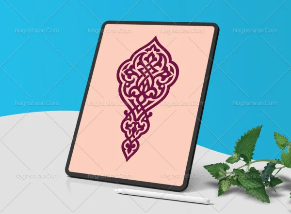 وکتور نشان نقوش سنتی بادمجانی رنگ