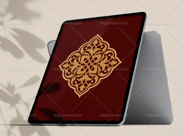 وکتور تذهیب نقوش قهوه ای نشان