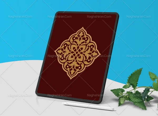 وکتور تذهیب نقوش قهوه ای نشان