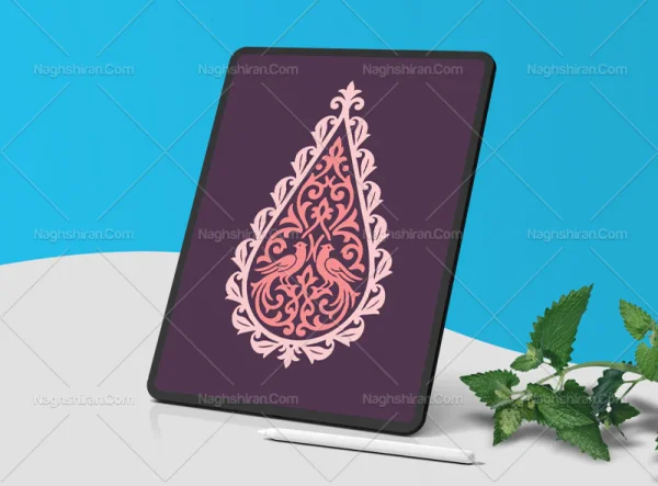 وکتور نشان نقوش سنتی و پرنده