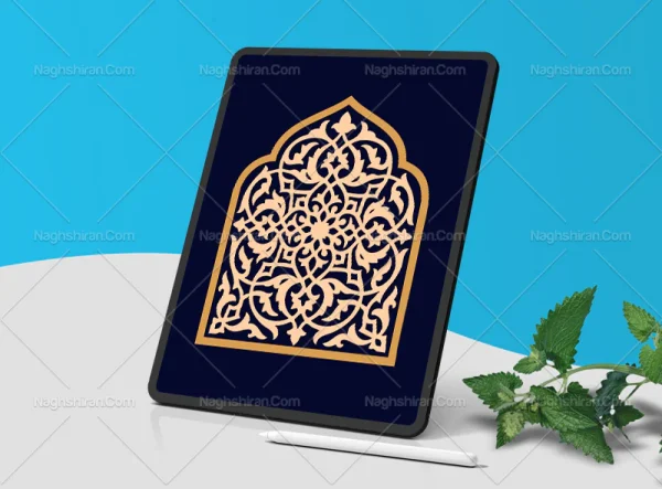 وکتور طرح محراب برگ های تذهیب