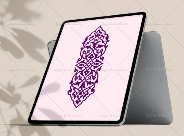 وکتور طرح قلمدانی بنفش نقوش تذهیب