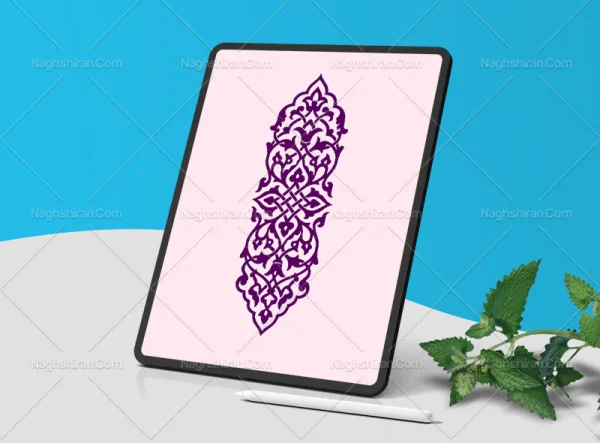 وکتور طرح قلمدانی بنفش نقوش تذهیب