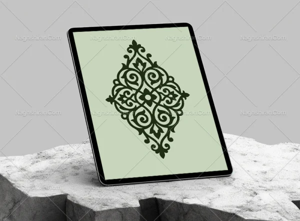 وکتور نشان گل و برگ سنتی سبز