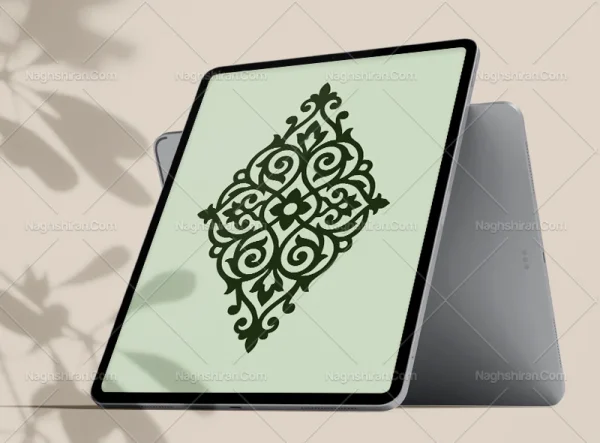 وکتور نشان گل و برگ سنتی سبز