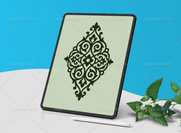 وکتور نشان گل و برگ سنتی سبز